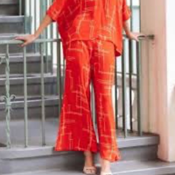 Fighting Eel Ava Sky wide leg elastic waist printed pants - Picture 1 of 6